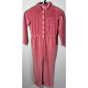 Crewcuts J.Crew Girls Pink Long Sleeve Jumpsuit Size 6 Corduroy Button Up Pocket